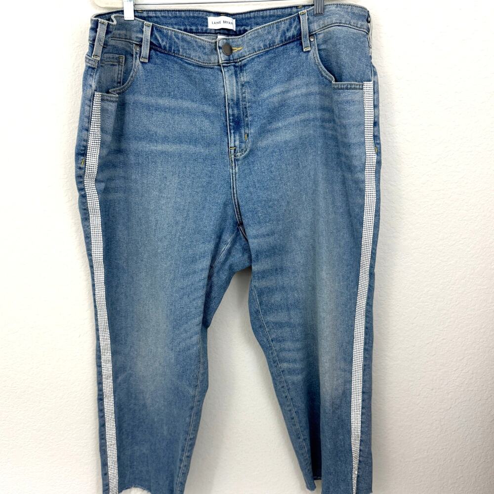 Lane Bryant High Rise Straight Jeans Size 24 Flex Magic Waistband Jeweled Blue - Picture 1 of 9